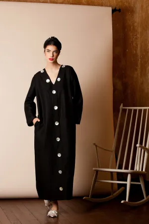 Black Linen Dress, Loose Maxi Dress, Linen Kaftan Dress, Plus Size Linen, Gothic Dress, Long Sleeve Dress, Linen Clothing, Pocket Dress
