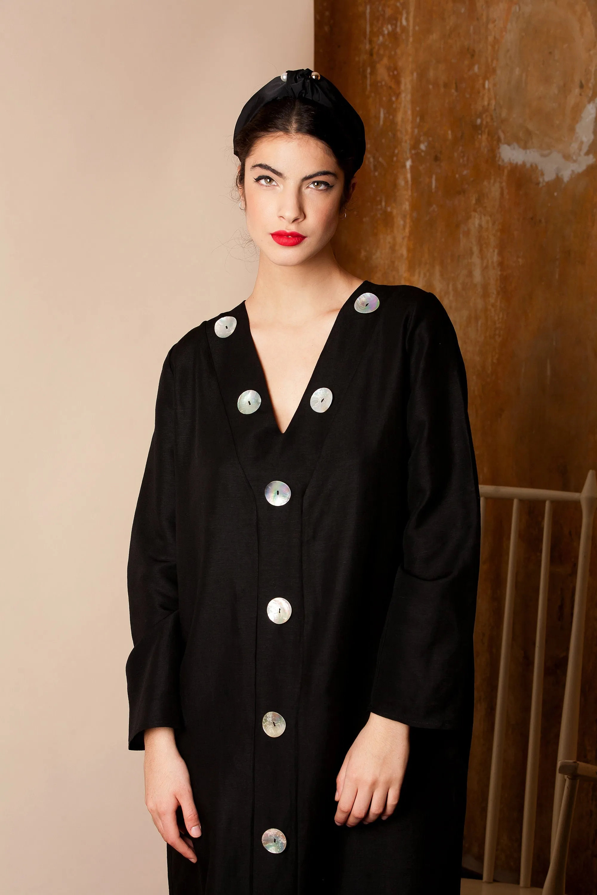 Black Linen Dress, Loose Maxi Dress, Linen Kaftan Dress, Plus Size Linen, Gothic Dress, Long Sleeve Dress, Linen Clothing, Pocket Dress