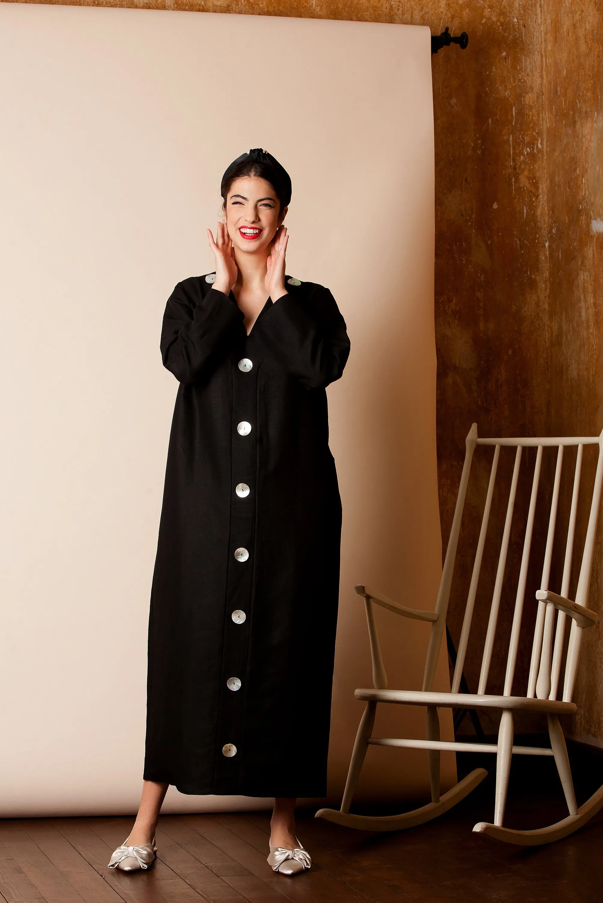 Black Linen Dress, Loose Maxi Dress, Linen Kaftan Dress, Plus Size Linen, Gothic Dress, Long Sleeve Dress, Linen Clothing, Pocket Dress