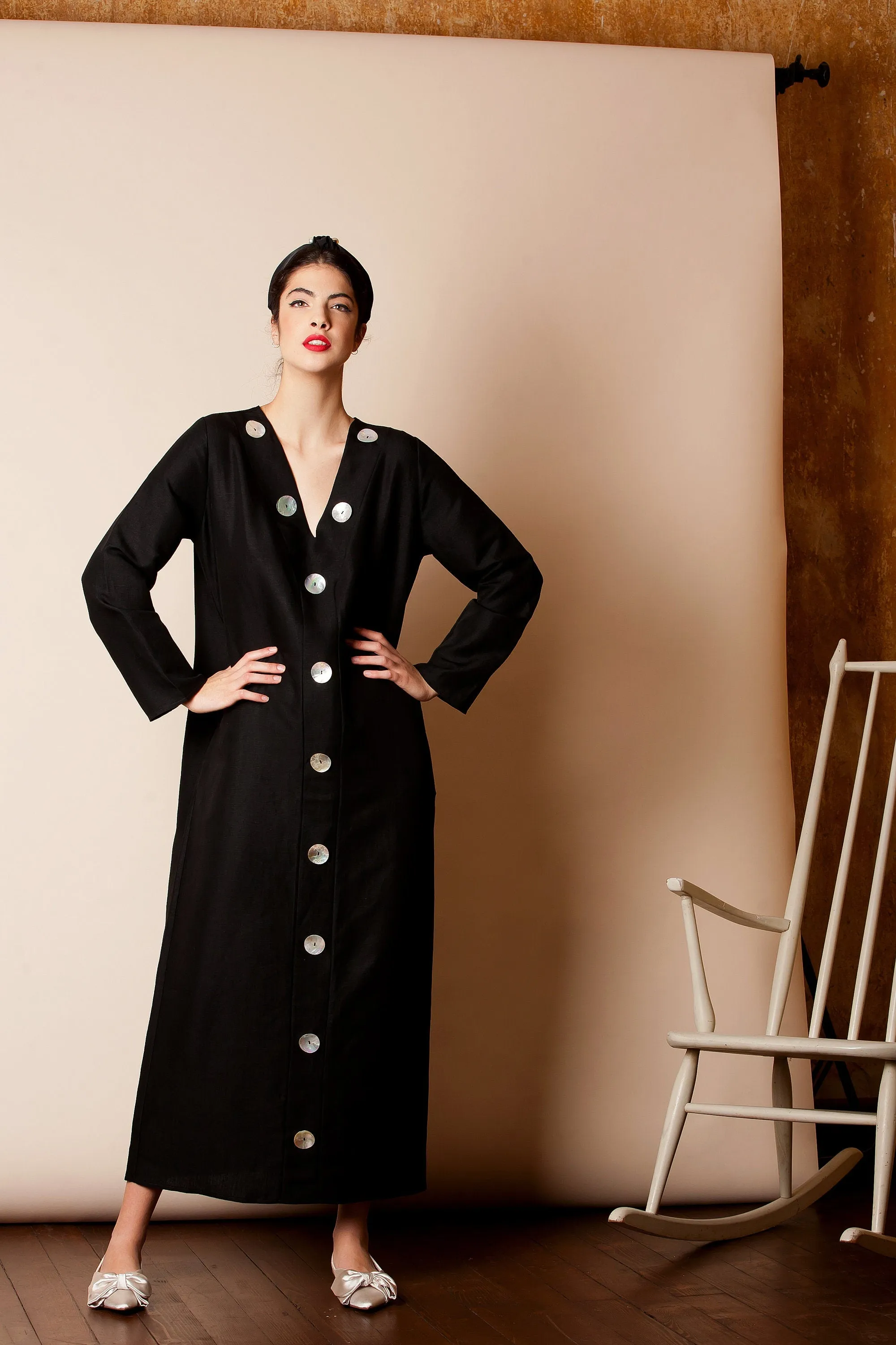 Black Linen Dress, Loose Maxi Dress, Linen Kaftan Dress, Plus Size Linen, Gothic Dress, Long Sleeve Dress, Linen Clothing, Pocket Dress