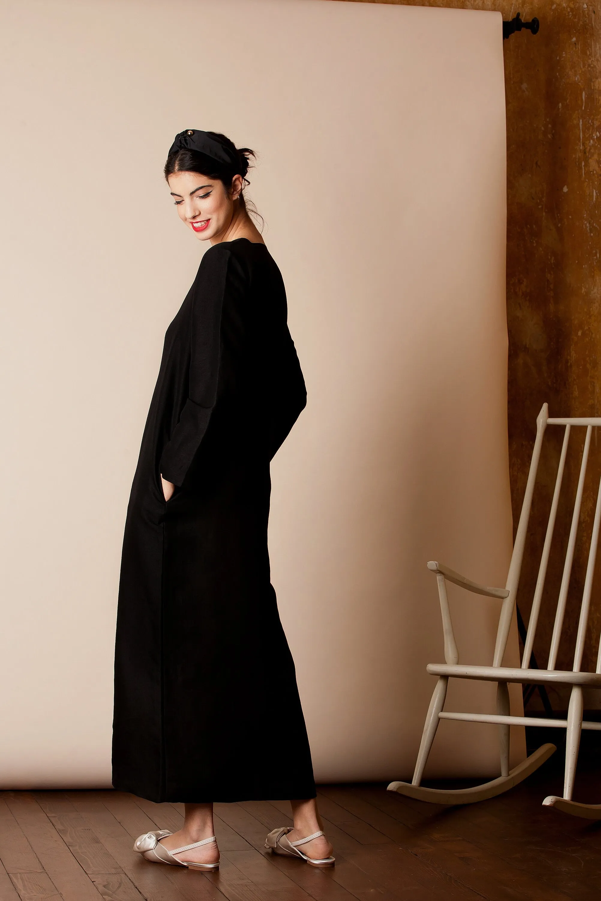 Black Linen Dress, Loose Maxi Dress, Linen Kaftan Dress, Plus Size Linen, Gothic Dress, Long Sleeve Dress, Linen Clothing, Pocket Dress