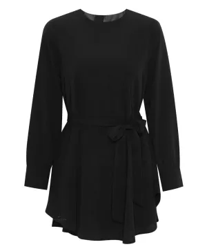 Black Long Sleeve Draped Blouse