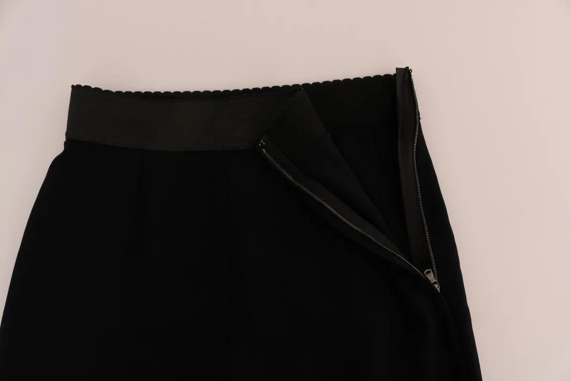 Black Viscose High Waist Pants