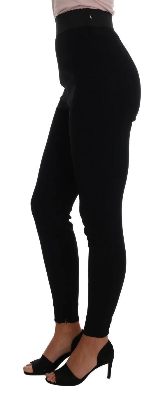 Black Viscose High Waist Pants