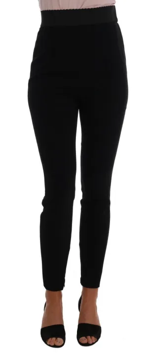 Black Viscose High Waist Pants
