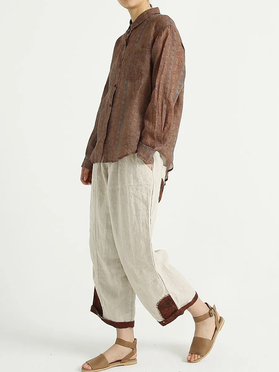 Bohemia Floral Summer Linen Vintage Women Loose Shirt
