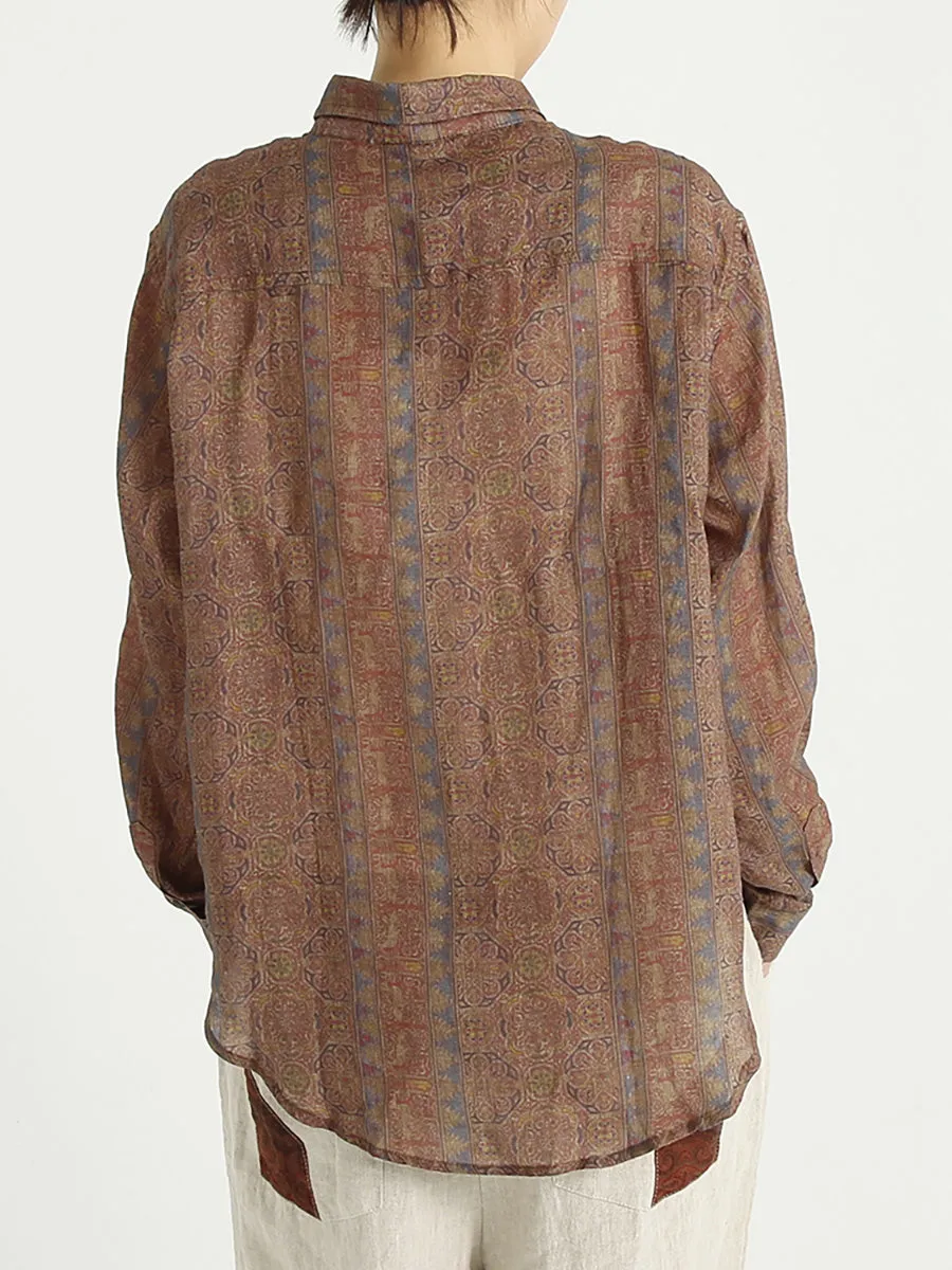 Bohemia Floral Summer Linen Vintage Women Loose Shirt