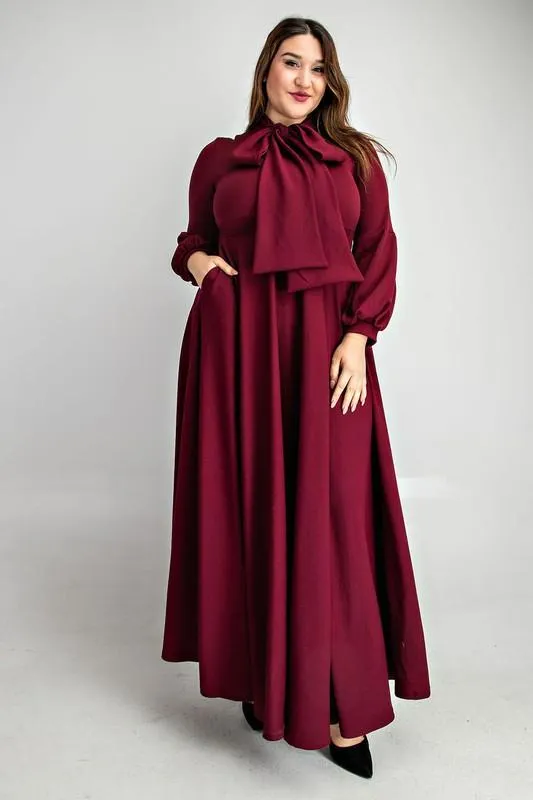 Bow Lantern Sleeve Maxi Dress