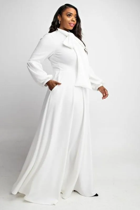 Bow Lantern Sleeve Maxi Dress