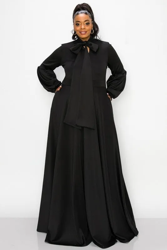Bow Lantern Sleeve Maxi Dress