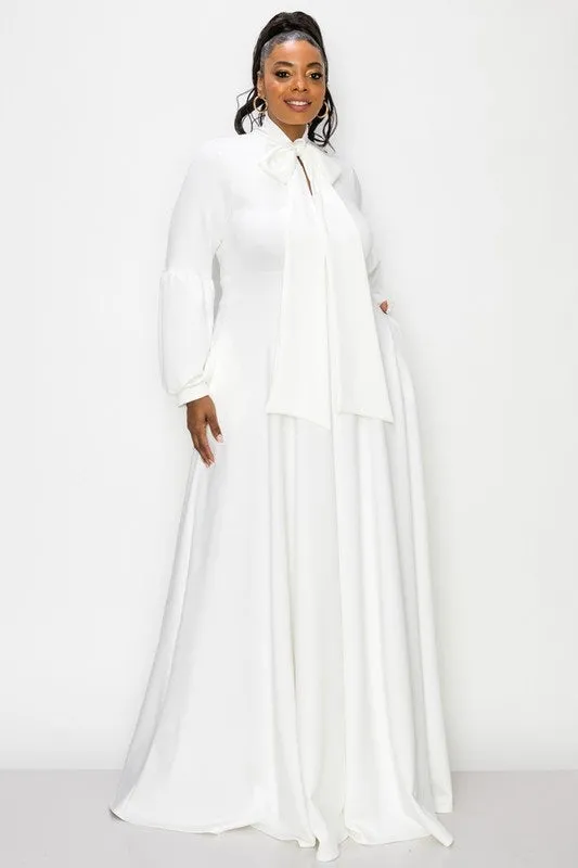 Bow Lantern Sleeve Maxi Dress