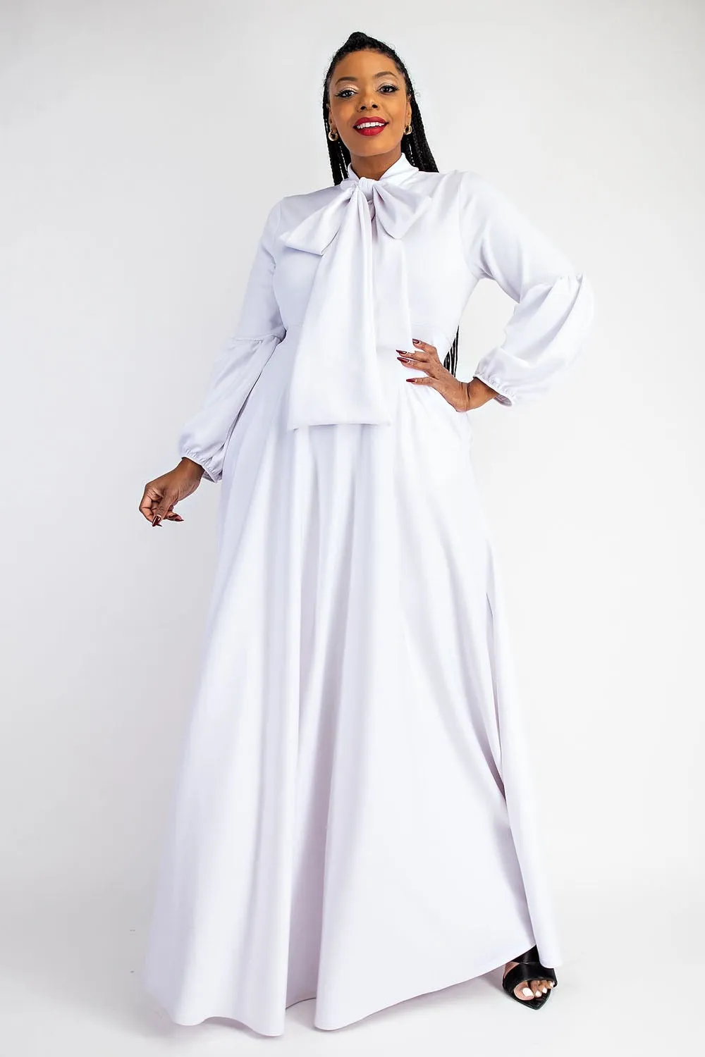 Bow Lantern Sleeve Maxi Dress