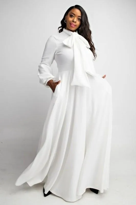 Bow Lantern Sleeve Maxi Dress