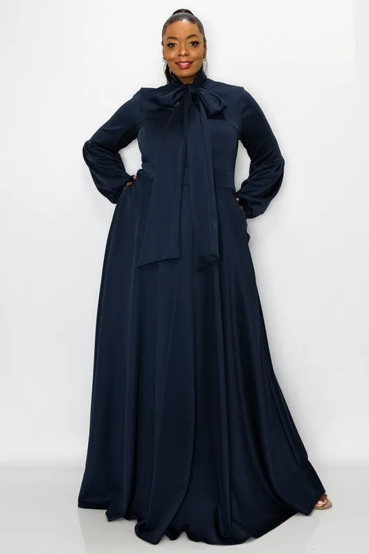 Bow Lantern Sleeve Maxi Dress
