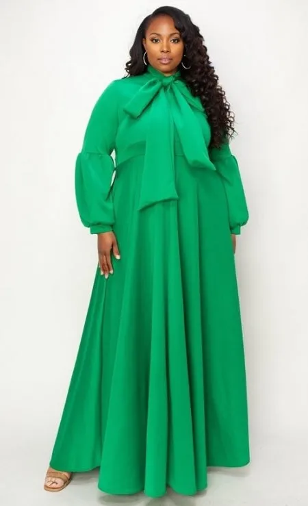 Bow Lantern Sleeve Maxi Dress