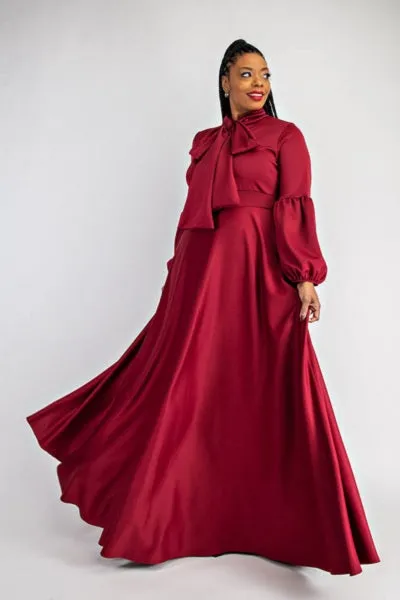 Bow Lantern Sleeve Maxi Dress
