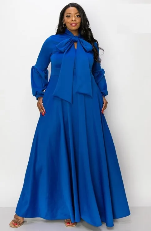 Bow Lantern Sleeve Maxi Dress