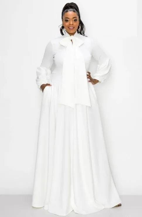 Bow Lantern Sleeve Maxi Dress