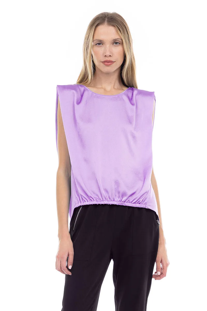 Boxy Drop Shoulder Blouse With Elastic Waist