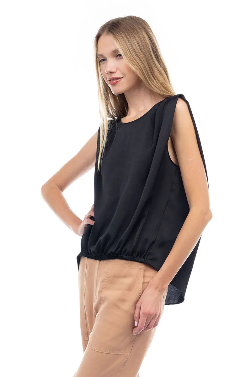 Boxy Drop Shoulder Blouse With Elastic Waist