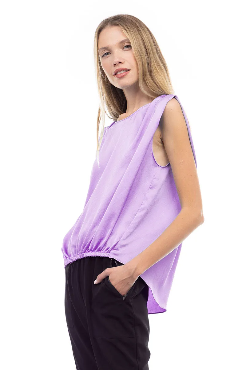 Boxy Drop Shoulder Blouse With Elastic Waist