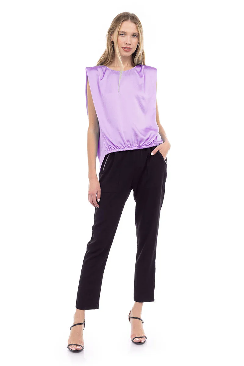 Boxy Drop Shoulder Blouse With Elastic Waist