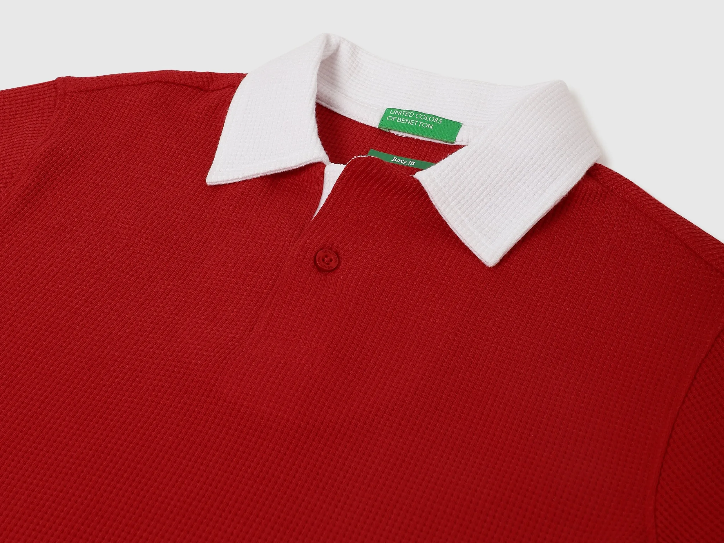Boxy Fit Collared Printed Polo T-Shirt