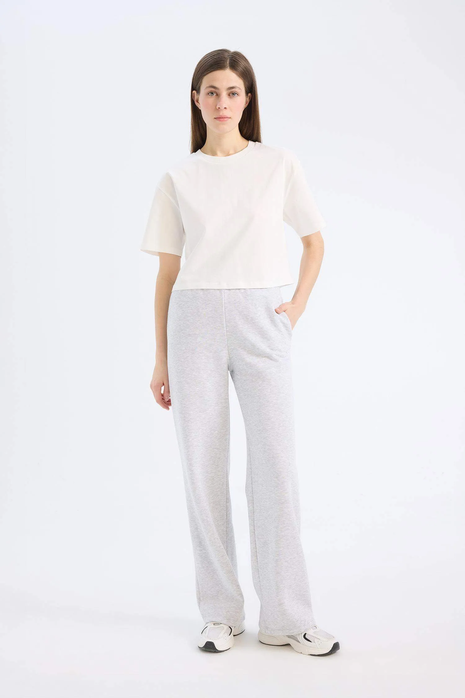 Boxy Fit Crew Neck Basic Cotton T-Shirt