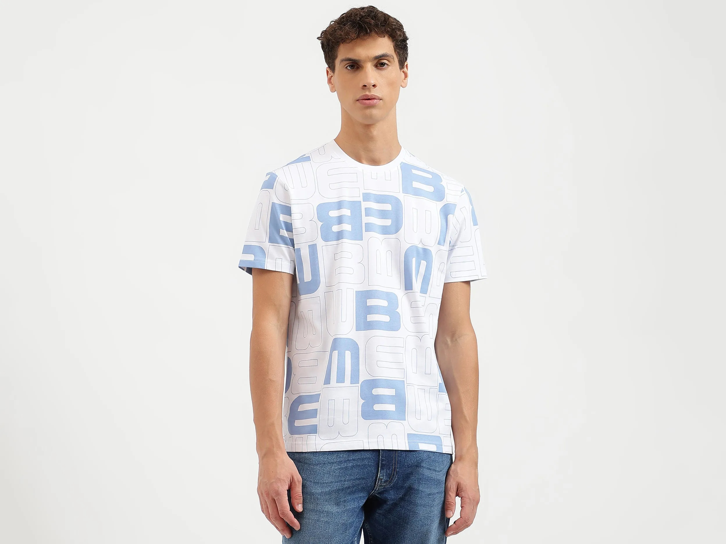 Boxy Fit Crew Neck Monogram T-Shirt