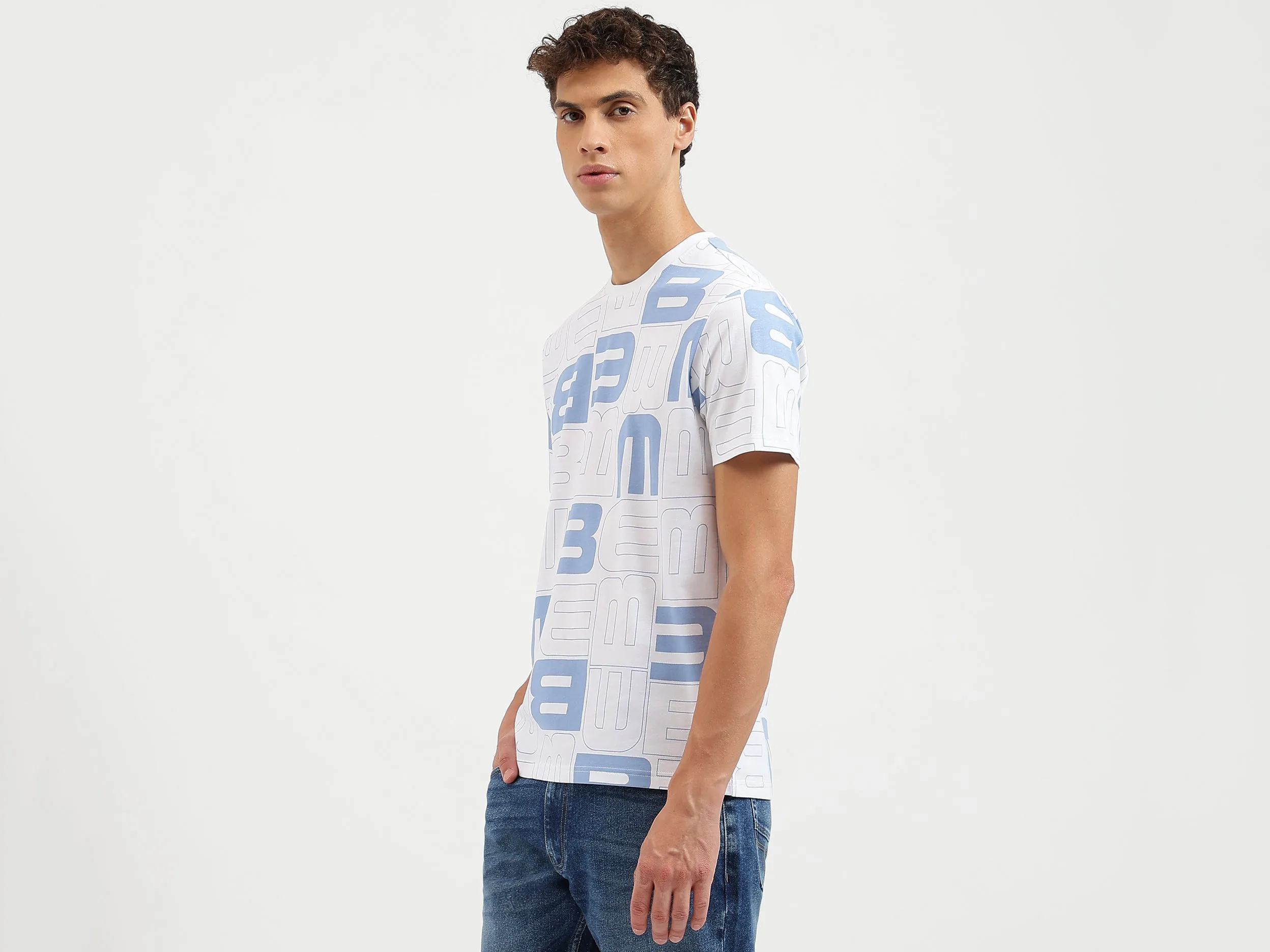 Boxy Fit Crew Neck Monogram T-Shirt