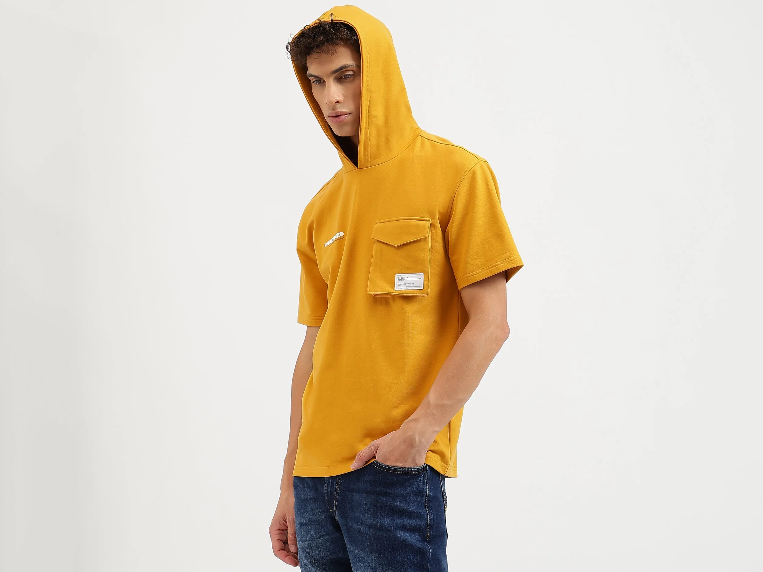 Boxy Fit Hooded Neck Solid T-Shirt