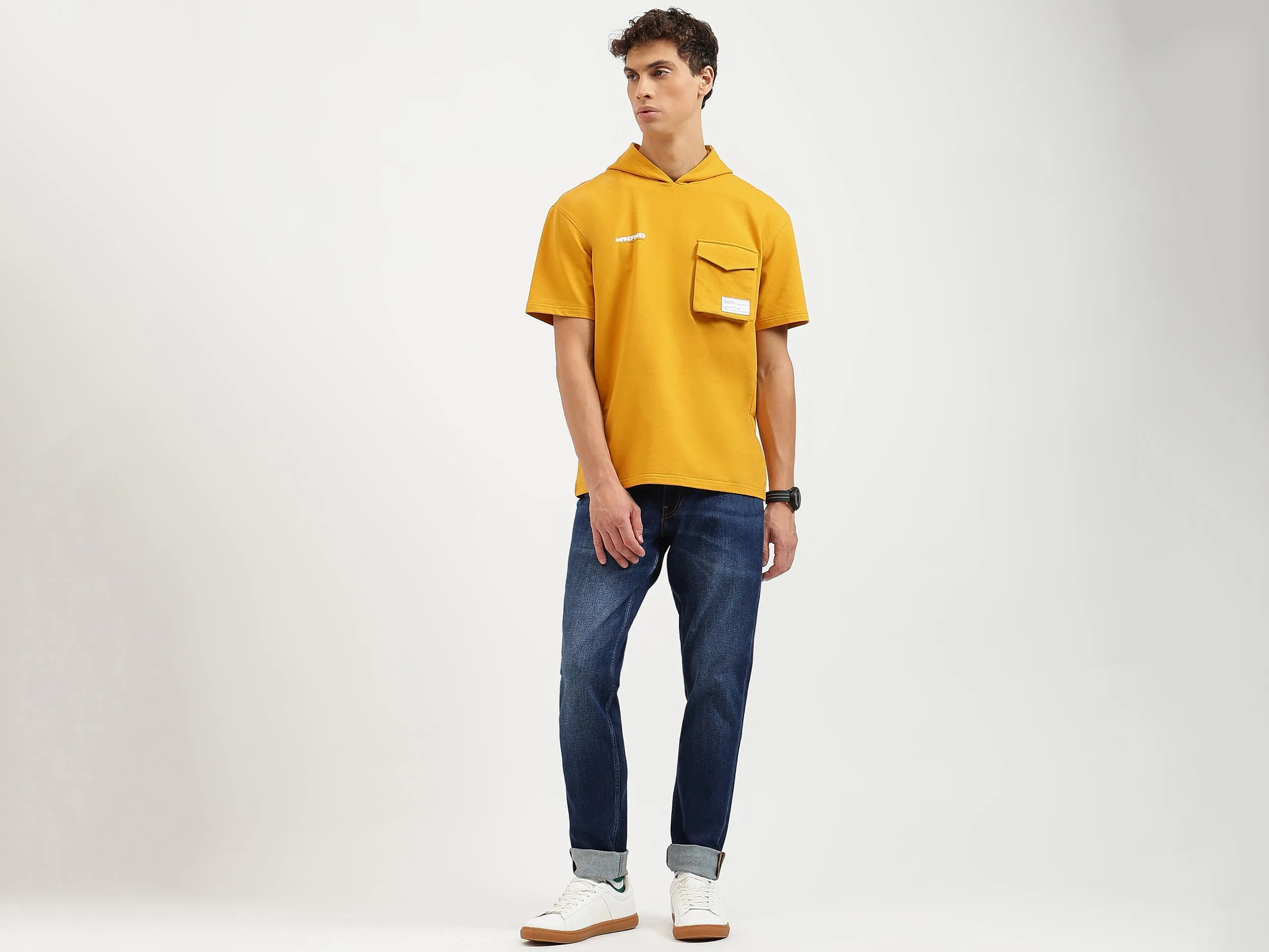 Boxy Fit Hooded Neck Solid T-Shirt