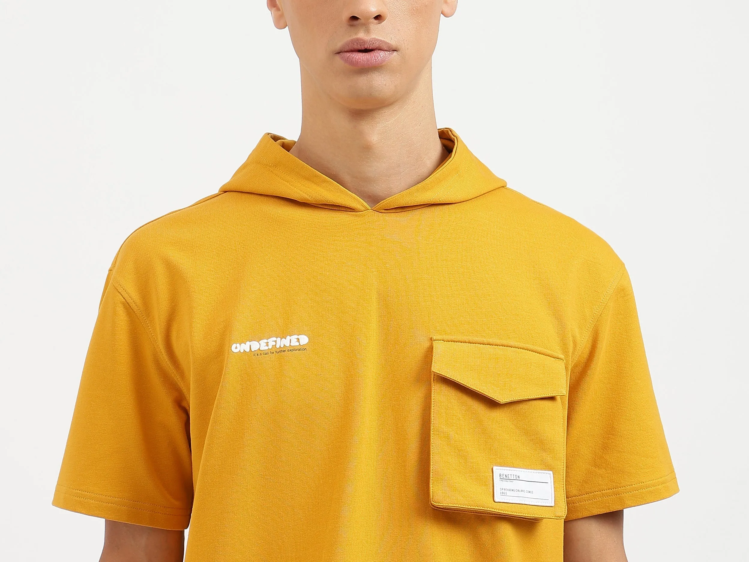 Boxy Fit Hooded Neck Solid T-Shirt
