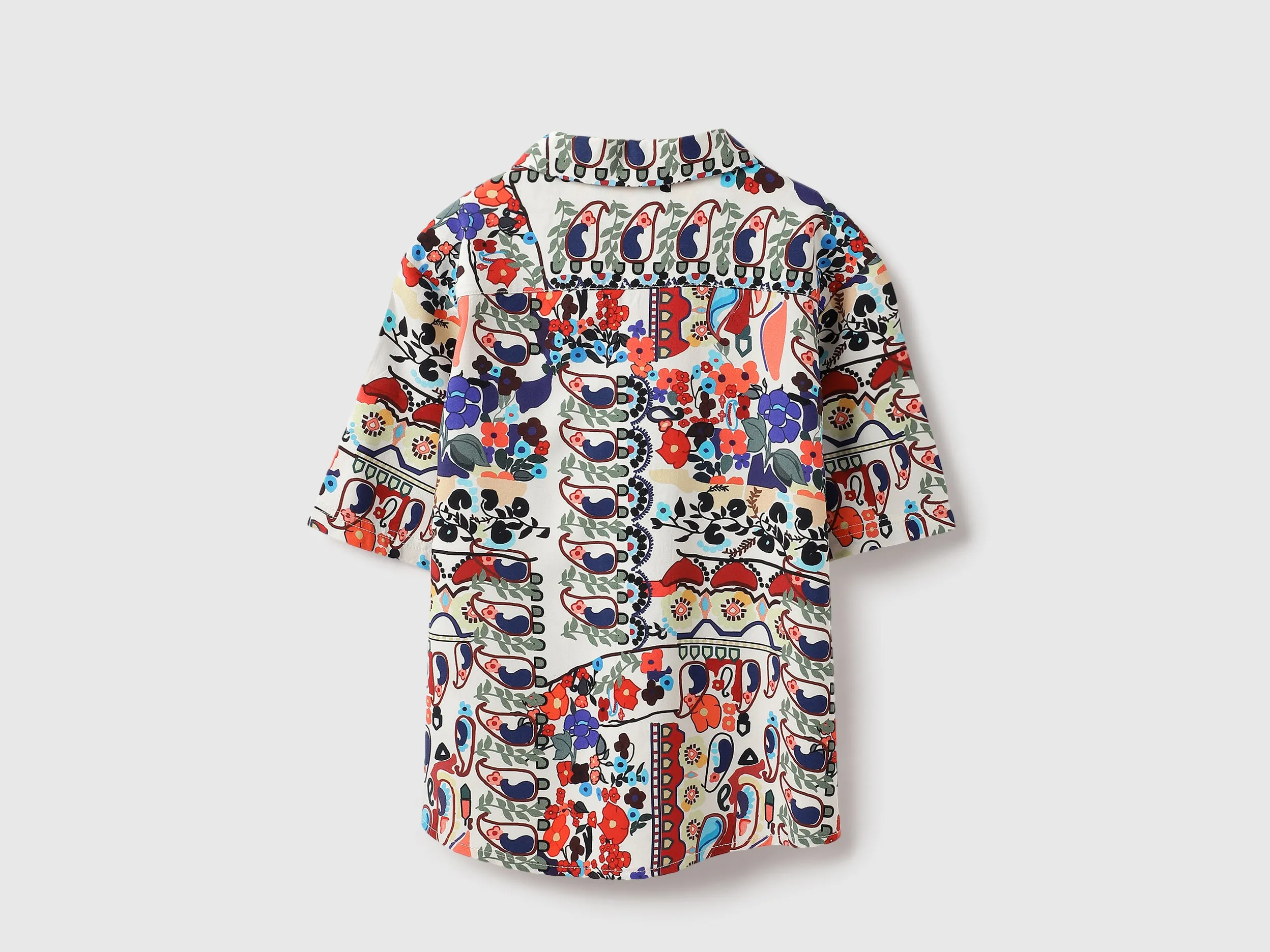 Boxy Fit Resort Collar Bright Abstract Paisley Shirt