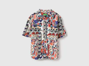 Boxy Fit Resort Collar Bright Abstract Paisley Shirt