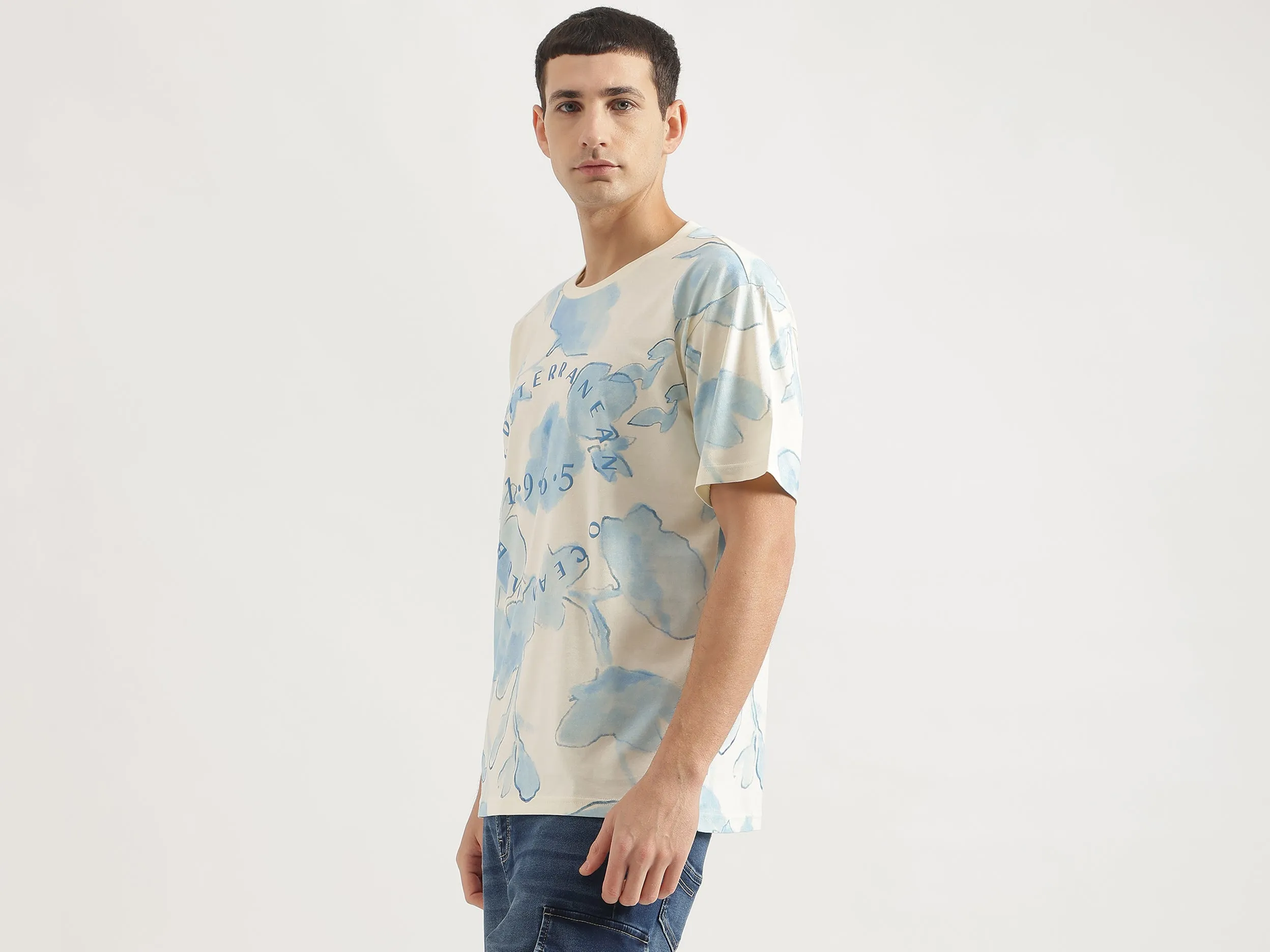 Boxy Fit Round Neck Floral T-Shirt