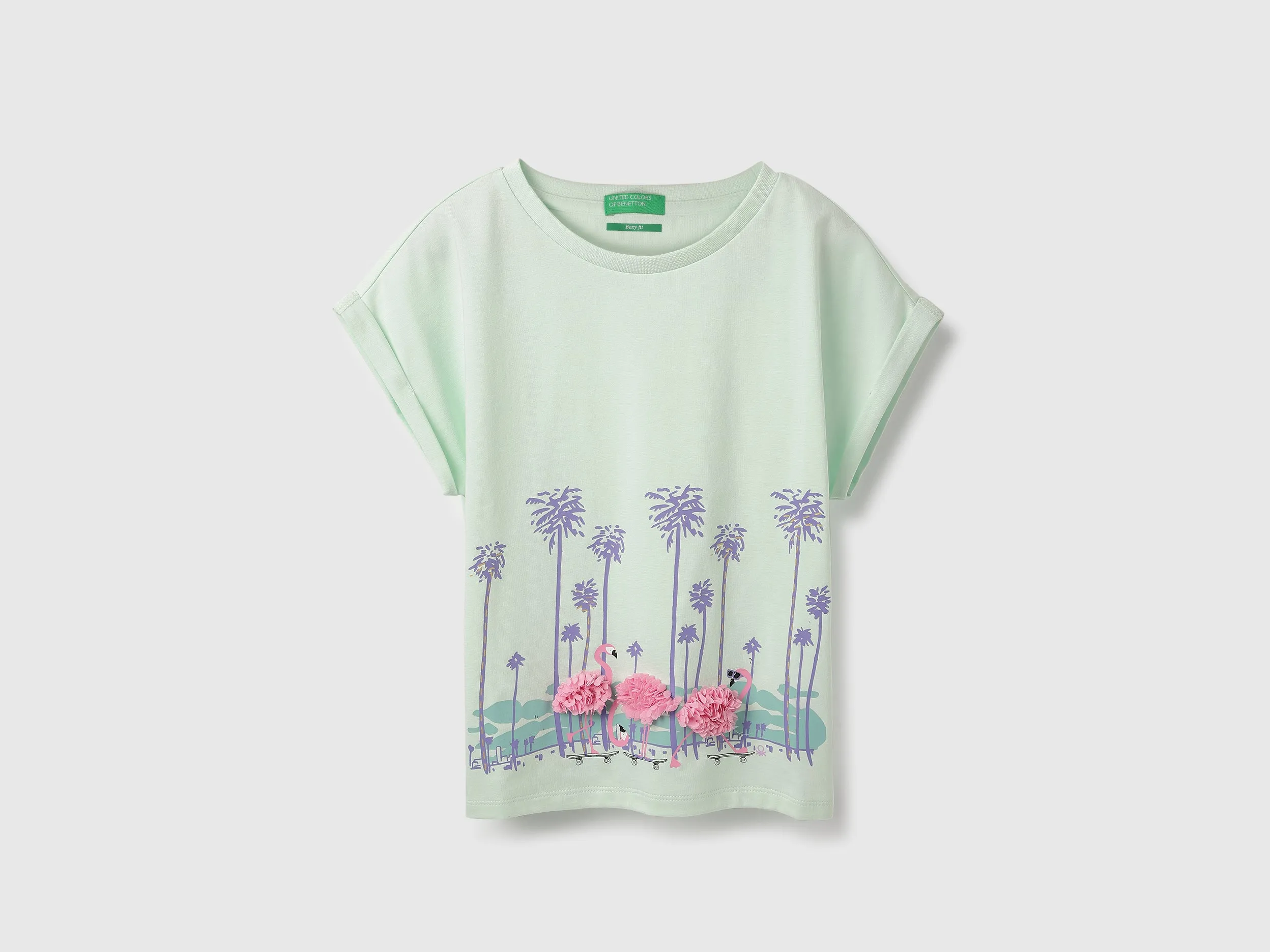 Boxy Fit Round Neck Printed Tshirt