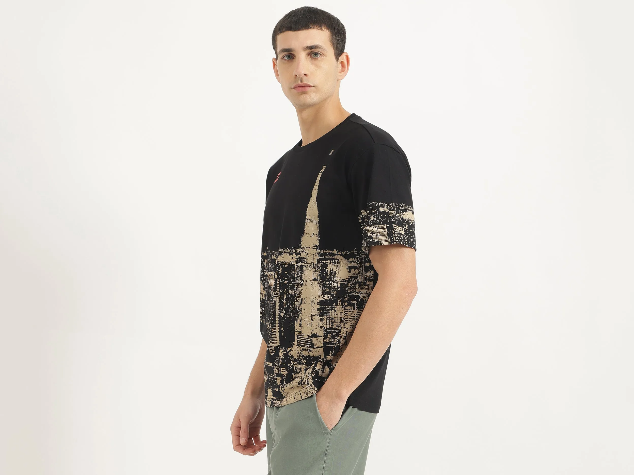 Boxy Fit Round Neck Printed Tshirt