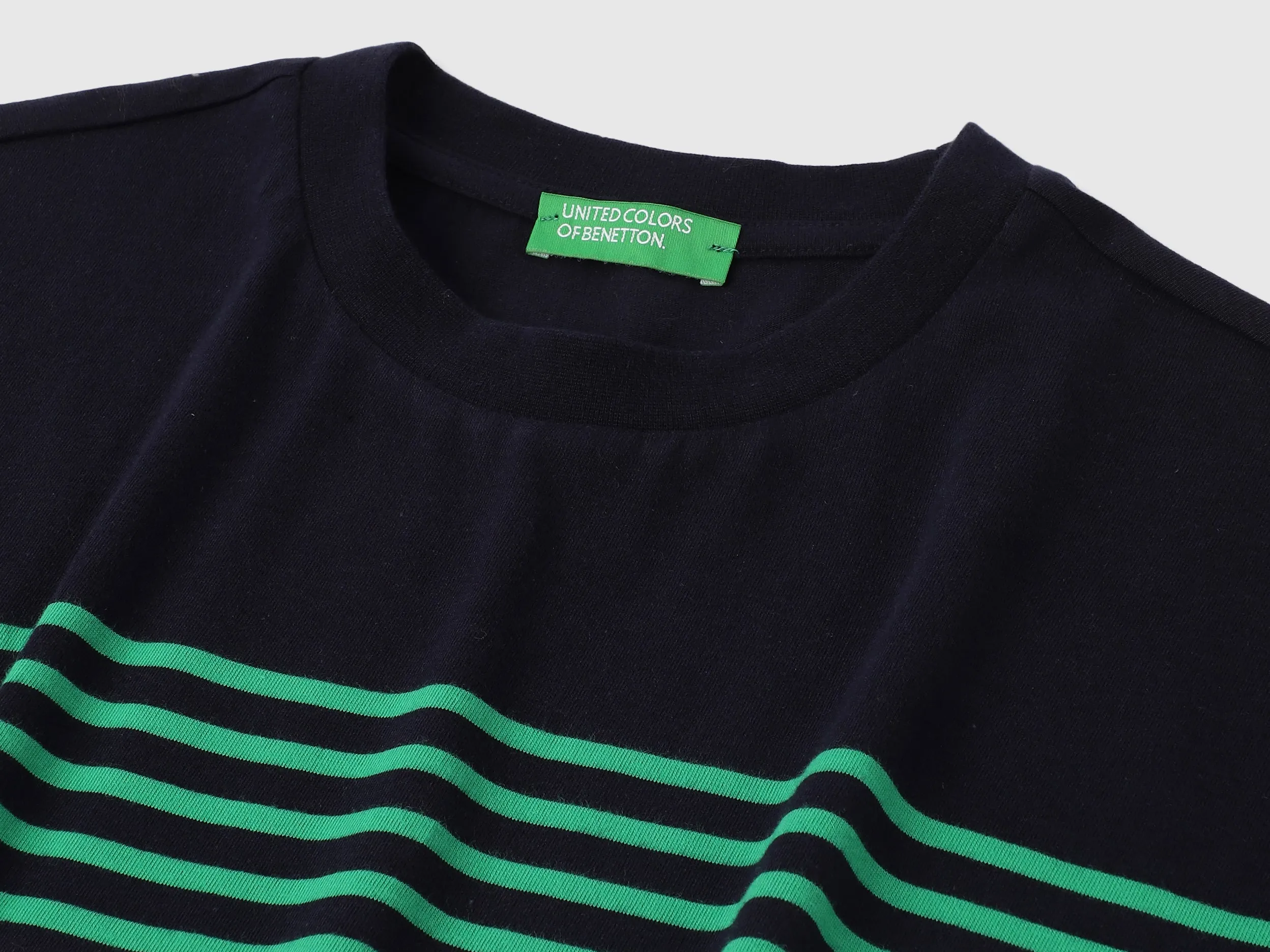 Boxy Fit Round Neck Striped Tshirt