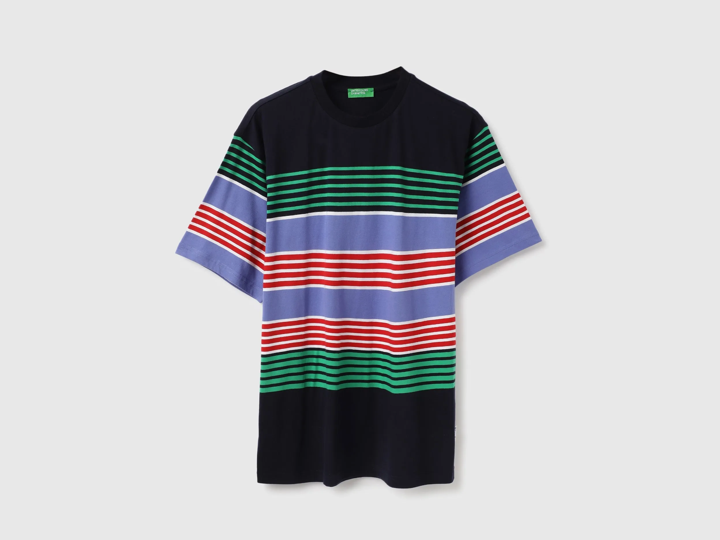 Boxy Fit Round Neck Striped Tshirt