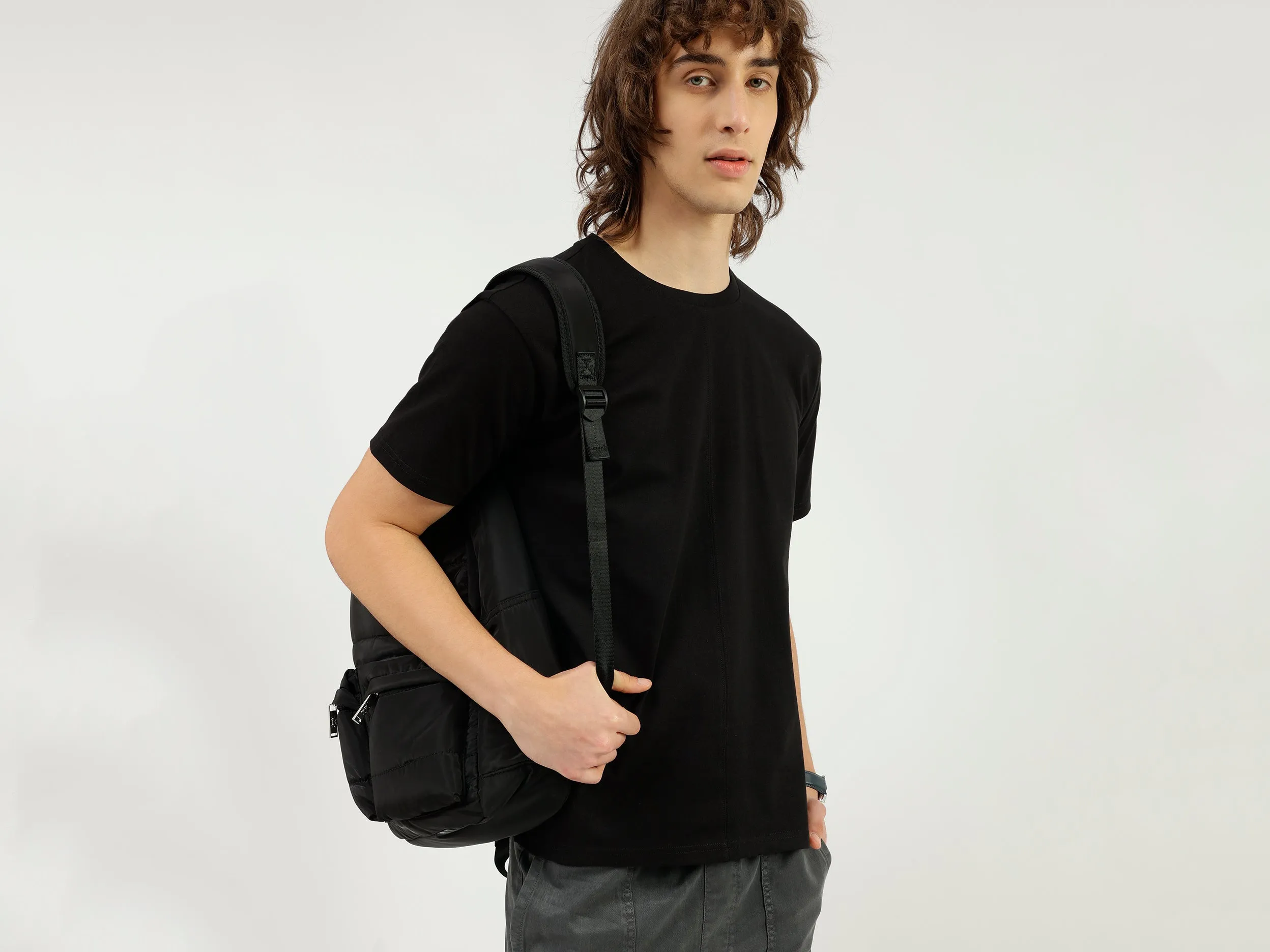 Boxy Fit Round Neck Typography Printed T-shirt