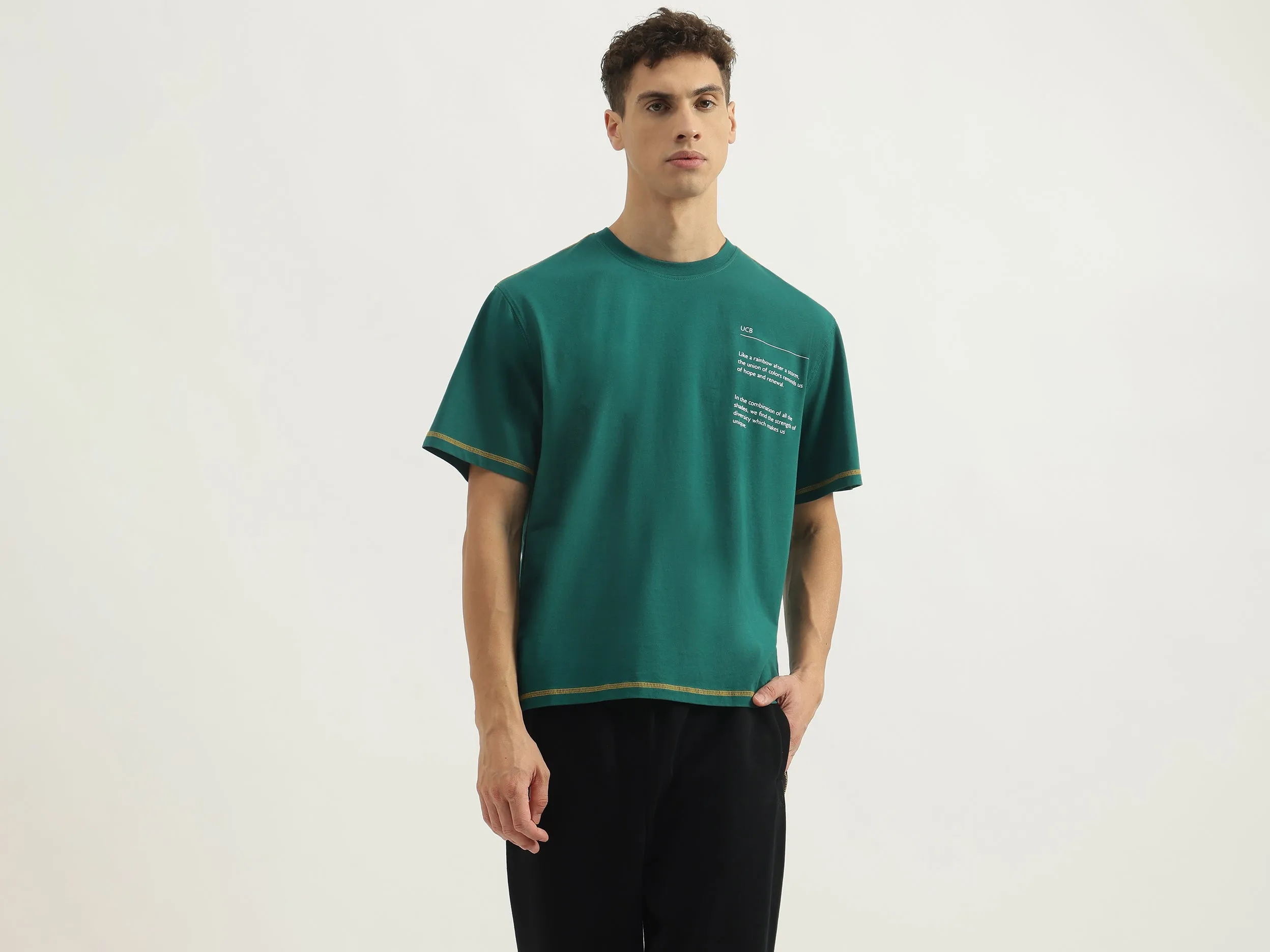 Boxy Fit Round Neck Typography Tshirt