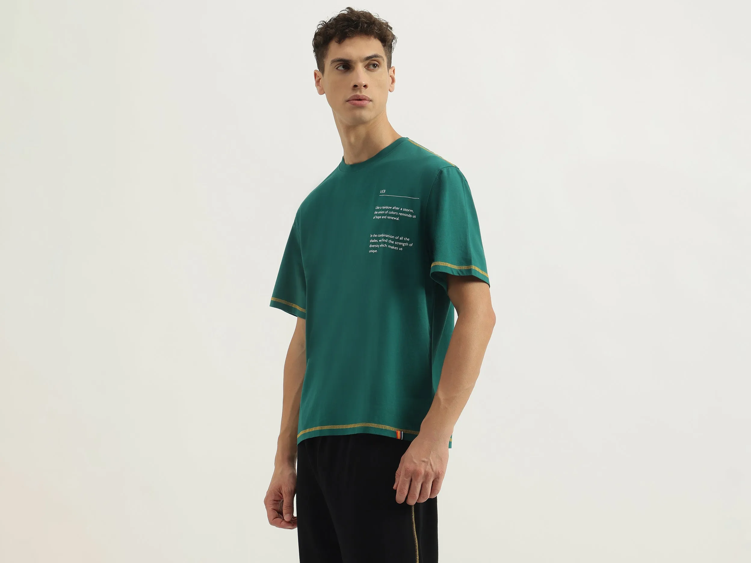 Boxy Fit Round Neck Typography Tshirt