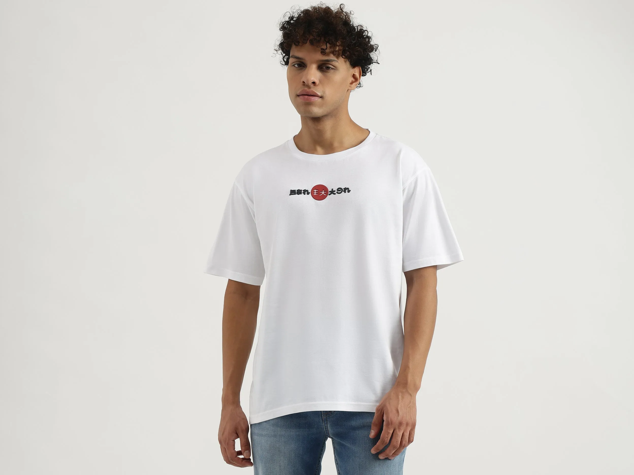 Boxy Round Neck Graphic Print T-Shirt