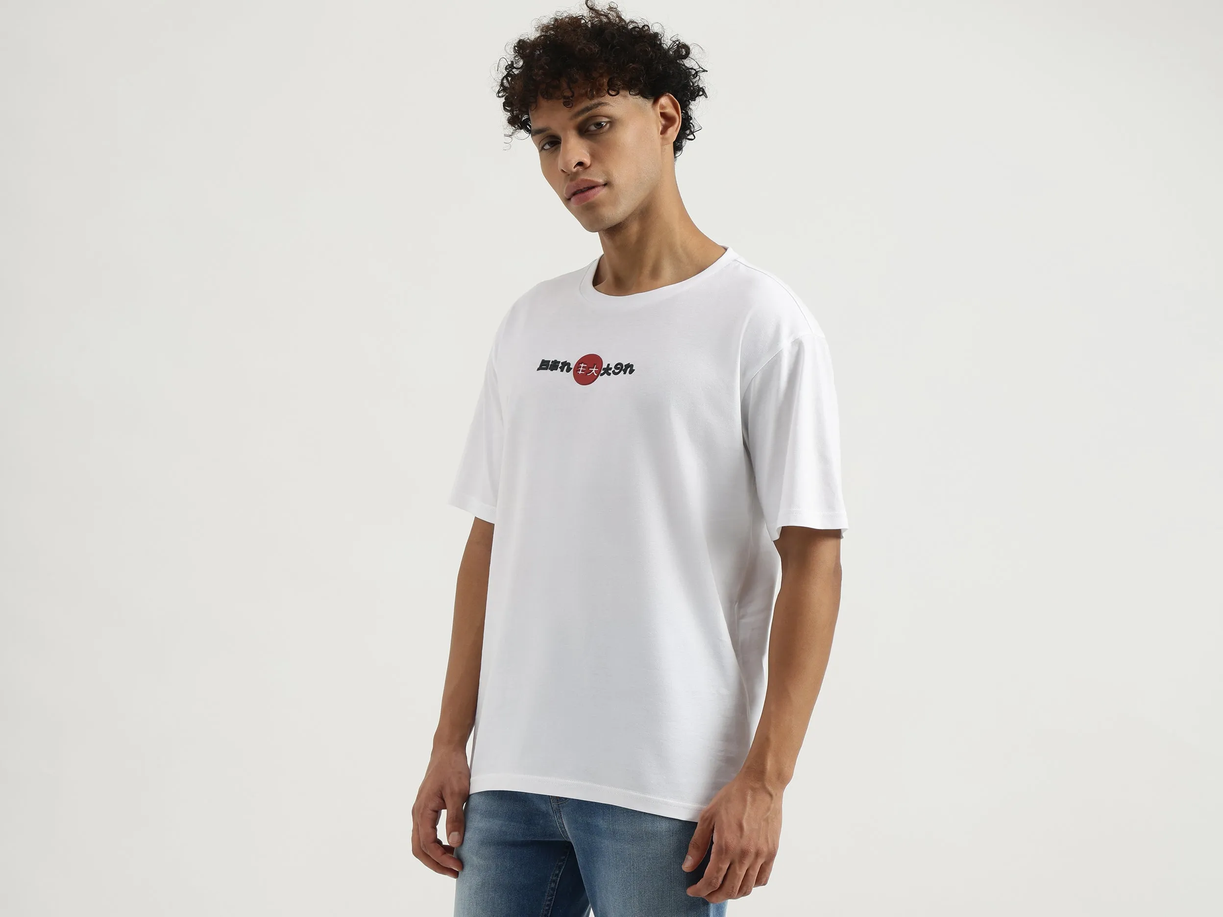 Boxy Round Neck Graphic Print T-Shirt