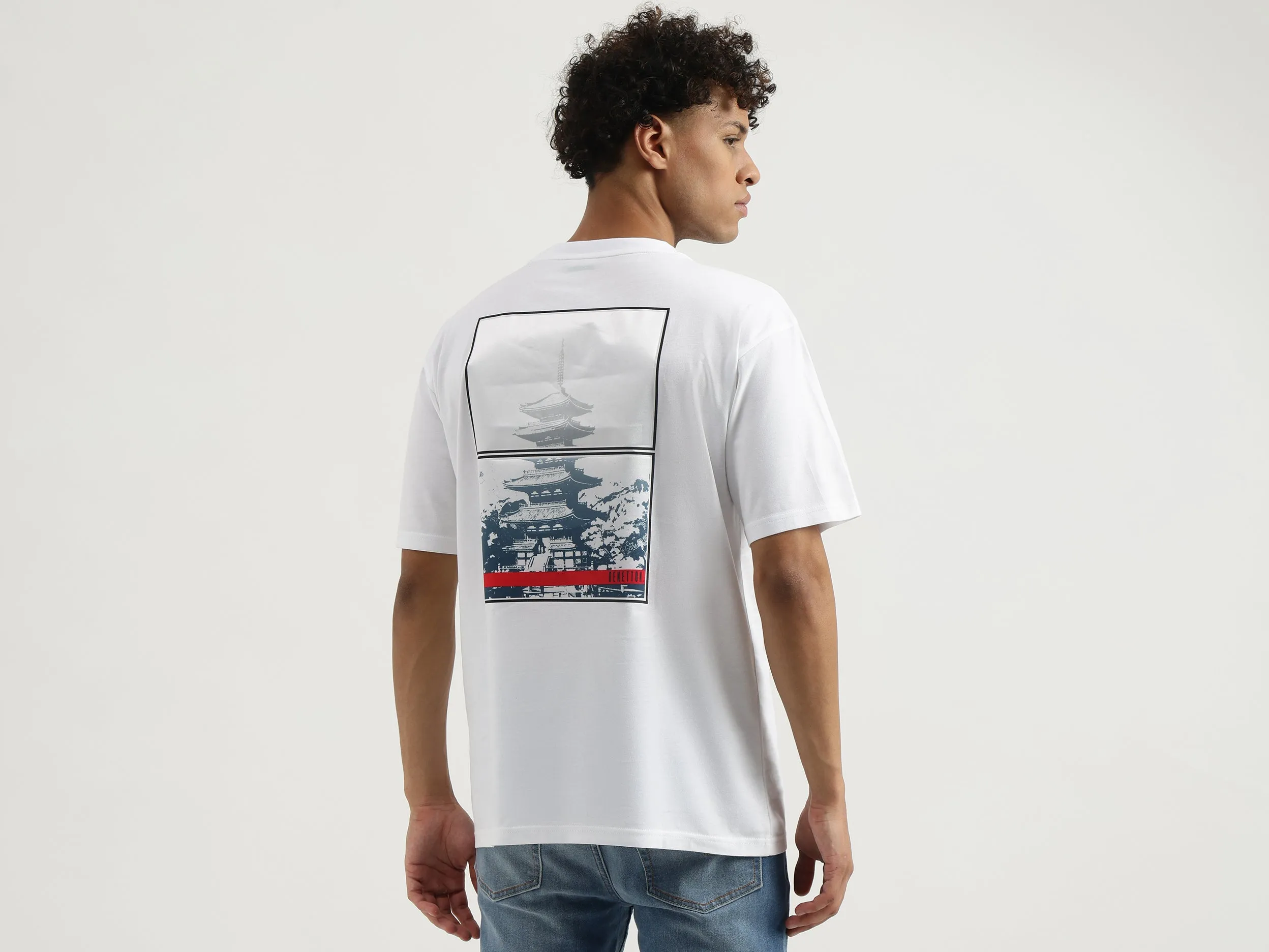 Boxy Round Neck Graphic Print T-Shirt