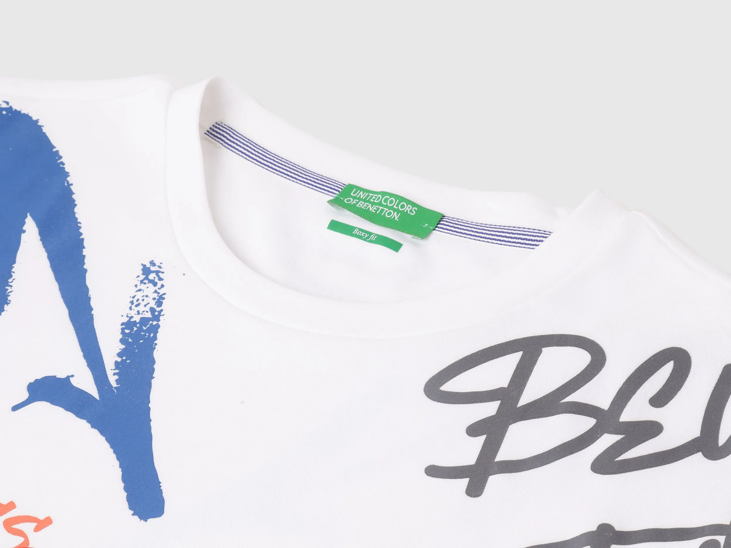 Boxy Round Neck Typography T-Shirt