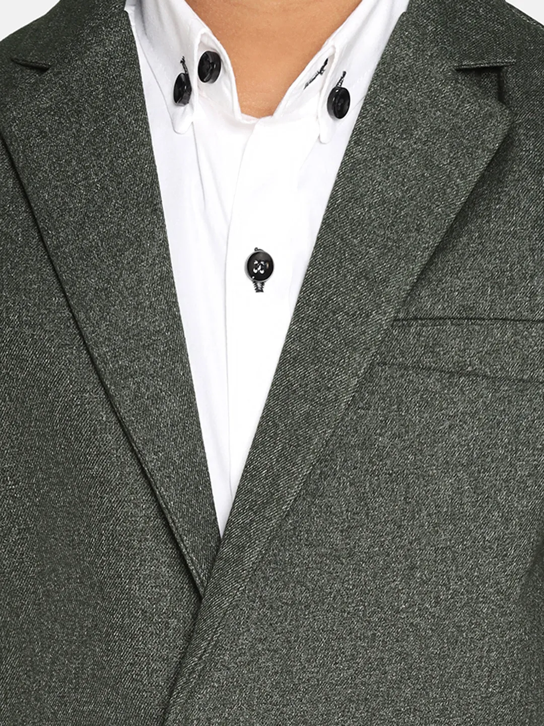 Boys Dark Green Suede Blazer