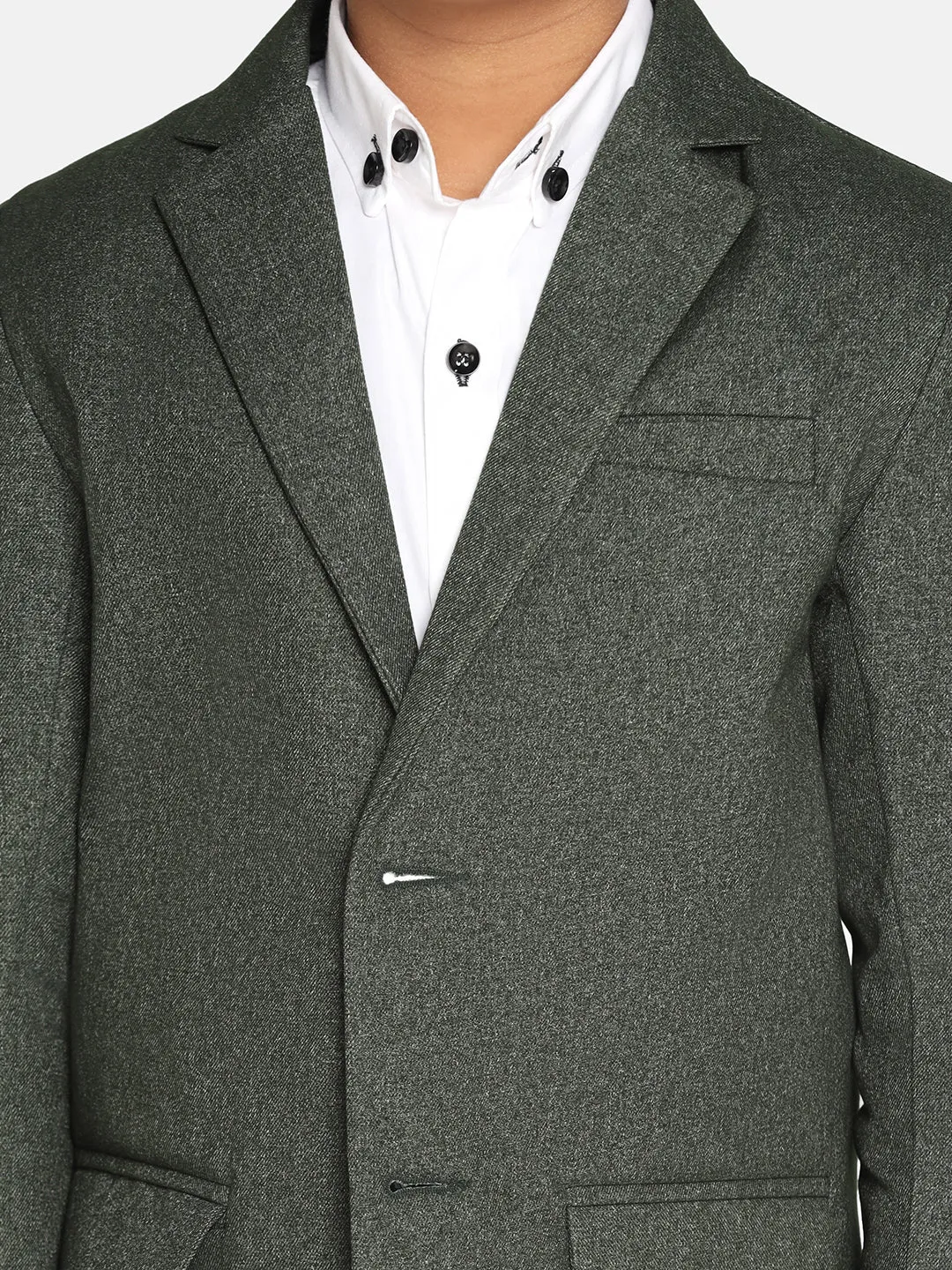Boys Dark Green Suede Blazer