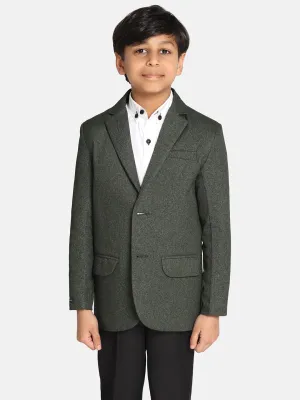 Boys Dark Green Suede Blazer